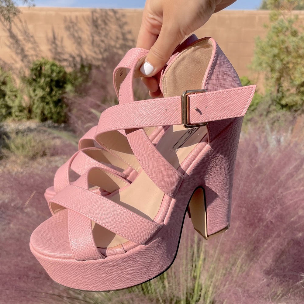 Pink Chunky Strappy Heel